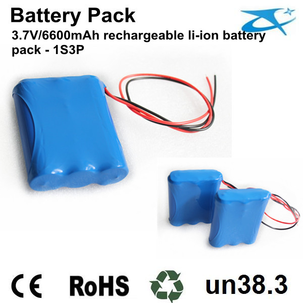 3.7V/6600mAh li-ion battery pack