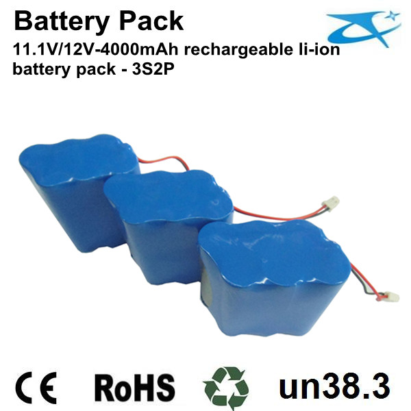 12V/4000mAh rechargeable li-ion battery pack