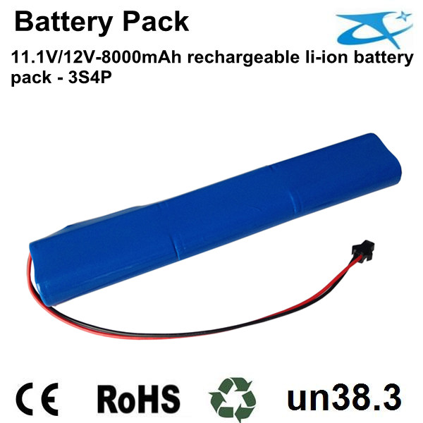 11.1V/12V 8Ah lithium battery pack 18650