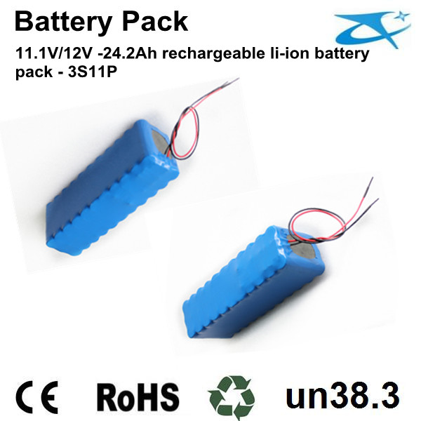 18650 11.1V/12V rechargeable battery pack 24.2Ah